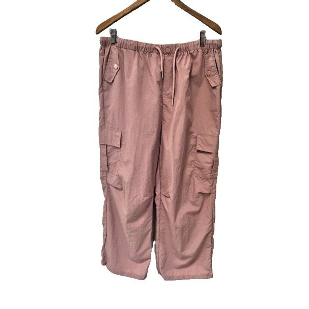 Cargo Pants Elastic Waist Wide Leg, Mauve Dusty Pink, Womens Size XXL